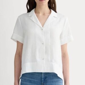White Linen Crop Button Up | Everlane